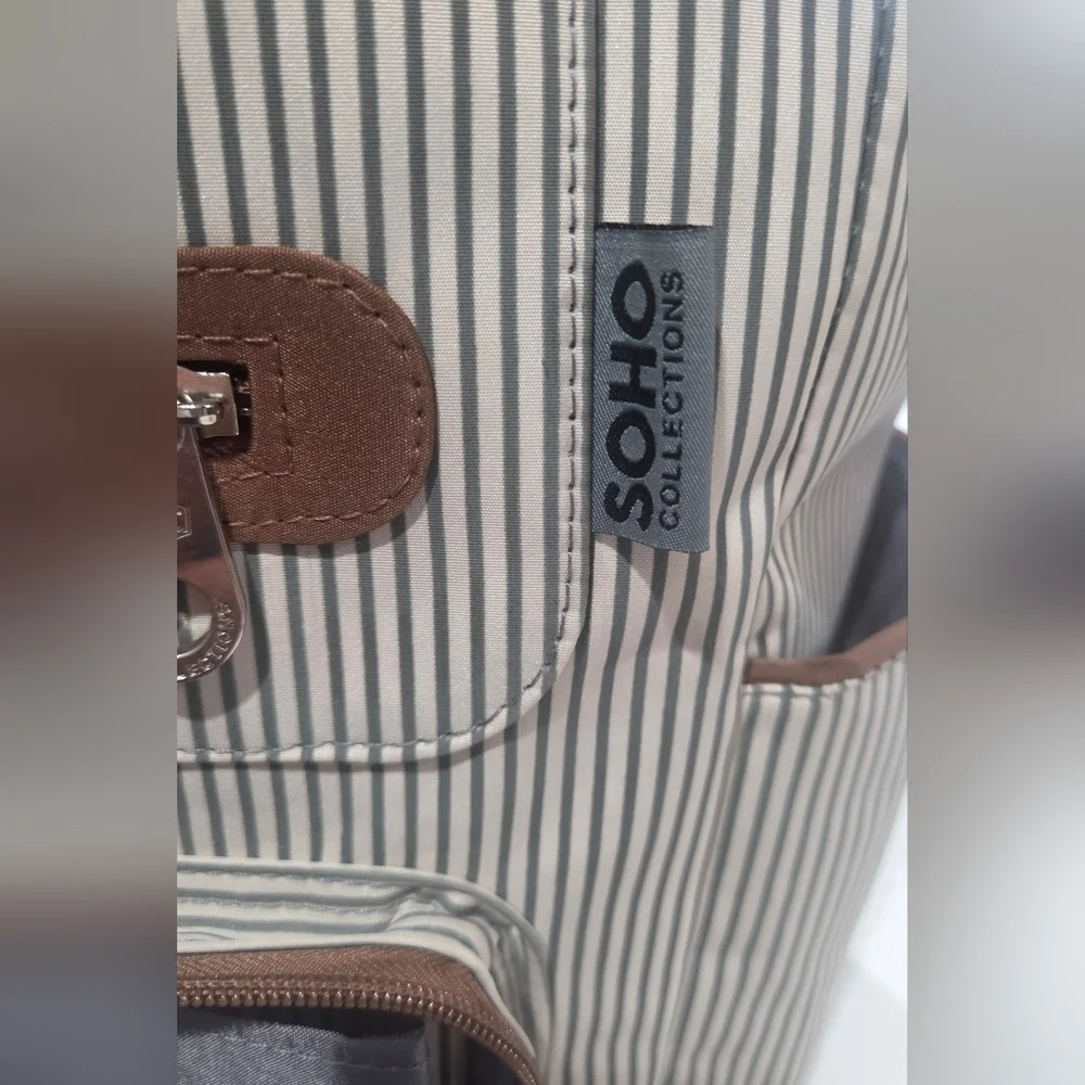 Elegant Striped Baby Bag - Cream and Brown NWOT